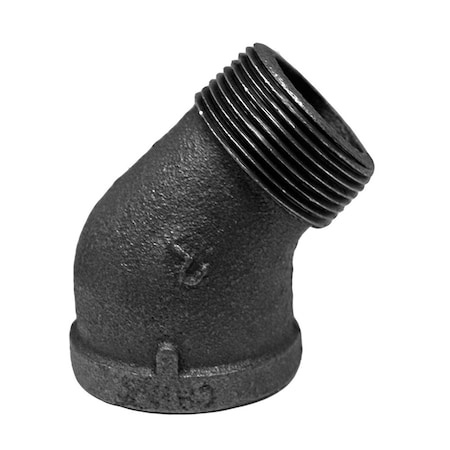 Jones Stephens 1/2in. Black Iron 45Deg. Street Elbow, Banded B2950050